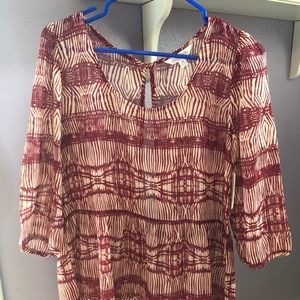 White/wine red pattern Charming Charlie blouse